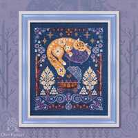 Lullaby by Owl Forest Embroidery 2025 Printed counted cross stitch pattern, Set of Hand-Dyed Threads