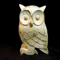 Vintage Hand-Carved Mango Wood Owl