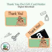 Gift Card Holder | Wise Owl | Teacher Appreciation |Graduation | Book Lover | SVG, PNG, DFX Laser Cu