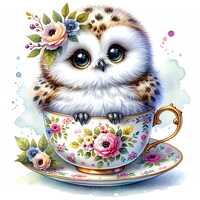 10 Cute Baby Owl In Teacup Clipart Watercolor Nursery Owl Winter Clipart High Quality JPEG Printable