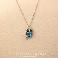 s925 sterling silver Moonstone pendant Owl necklace