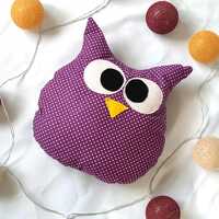 Owl pillow, owl shaped cushion, fabric nursery pillow, stuffed owl body pillow, animal face, owl hea
