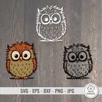 Cute Owl SVG, Cartoon Owl Clipart for Cricut & Silhouette, Owl Coloring Page, Printable Owl Art,