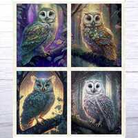 Mystic Owls - 2023 - Morris Creative Group for Quilting Treasures - Design 30033-E - Four Owl Fabric