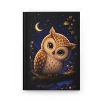 Cozy Owl Journal | Whimsical Nighttime Woodland Hardcover Notebook