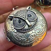 Owl with jeweled eyes locket