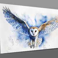 Barn owl watercolour fresh  Canvas Wall Art Picture Print Ready To Hang