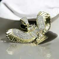 Luxury CZ Diamond Owl Pendant – 925 Sterling Silver, Gold Plated, Iced Out Necklace Charm, Sta