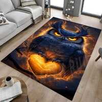 Owl Rug: Animal Decor Carpet with Heart Design