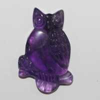 Amethyst Carved Owl Pendant 44x30mm