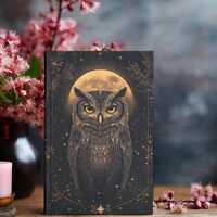 Majestic Owl Hardcover Journal - Perfect for Nature Lovers, Gift for Writers, Moonlit Decor, Eco-Fri