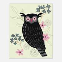 Charming Owl and Floral Illustration - Nursery Art Print - Perfect for Kids Rooms and Creative Space