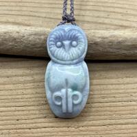 Guatemalan Purple Lilac Lila Jadeite Jade Ruru Owl Morepork Pendant Necklace 56 mm (GUA4988P)