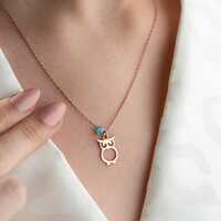 Sterling Silver Owl Necklace: Evil Eye Charm, Minimalist Pendant,