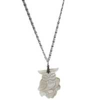 Hand Carved Mother Of Pearl Owl Pendant Necklace Nature Fashion Jewelry Women