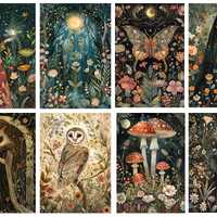 Rice Paper for Decoupage / Cat Lady Owl Moth Mushrooms / 1 Rice Paper / A4 / Customizable