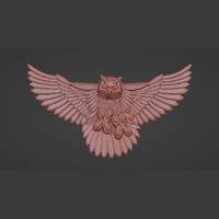 Owl stl 3d model relief element, CNC files