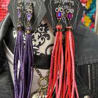 Handmade Leather Fringe Owl Earrings: Hypoallergenic Dangle Earrings