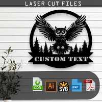 Customizable Owl Silhouette Laser Cut Vector Design &ndash; SVG, DXF, Ai, Pdf Files Glowforge, Cricu