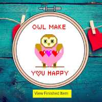 Owl Make You Happy Cross Stitch Pattern: Pun Valentine's Gift (Digital PDF)