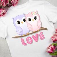 Romantic Owls PNG, Love Birds Sublimation Design, Cute Valentine Owls Digital Download for T-Shirts,