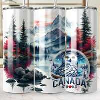 Canada Strong Owl Tumbler Wrap, Mountain Wilderness 20 Oz Sublimation Design, Patriotic Wildlife Tum