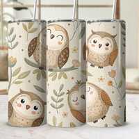 Cute Owl Tumbler Wrap for 20oz Skinny Sublimation, Woodland Animal Tumbler Wrap, Adorable Owl Design