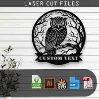 Customizable Tree Branch Owl Silhouette Laser Cut Vector – SVG, DXF, Ai, Pdf Files Glowforge, 
