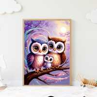 Owl Family Art Print: Owl Nursery Decor, Cute Owl Art, Owl Print, kids owl art, owl digital poster, 