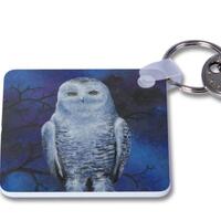 Owl Keyring, small gift, present for her, accessory, gift for him, artwork, spooky, fine art, Birthd