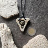 Handmade Sea Stone Owl Necklace: Carved Beach Pebble Pendant
