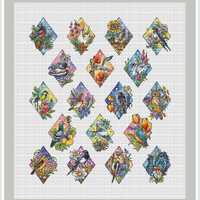 Bird Set Cross Stitch Chart Owl Cross Stitch Pattern DIY Flowers Cross Stitch Pattern Cute Duck Cros