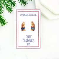Owl On Books Stud Earrings, Literature Fantasy Jewellery