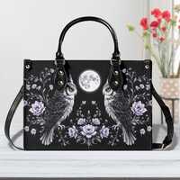 Celestial Owl Moon Bag Faux Leather Handbag Cute Purse for Women Girls Fashion Purse Large Daily Sho