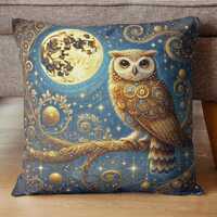Klimt-Style Owl Pillow: Whimsical Boho Home Decor