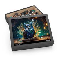 Stunning Enchanted Crystal Owl Jigsaw Puzzle Fantasy Art with Beautiful Blue Owl Design Available in