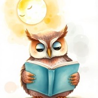 Little Owl Reads, Kids Room Wall Art, Decor, Animal Art Print, Playroom Decoration, Printable Instan