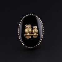 Antique Owl Onyx Ring of 10k Gold
