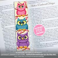 Owl bookmark cross stitch pattern PDF download Funny birds cross stitch chart, Cute bookmark pattern