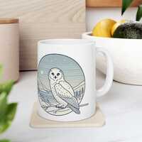 Snowy Owl Mug | Minimalist Line Art Illustration | Serene Tundra Design for Bird Lovers | Gift for B