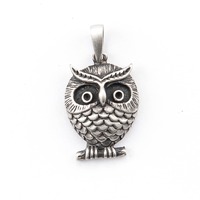 Antiqued Pewter Owl Pendant: 25x20mm Detailed Bird Focal, Jewelry Making Supply, Rustic Animal Charm