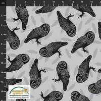 Owl fabric by half yard, forest cotton, large bird quilting cotton, grey owl quilting fabric, nature