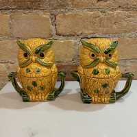 Vintage  Owl Stacking salt and pepper and cream and sugar set MCM made in Japan kitsch