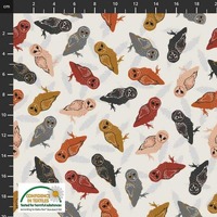 Owl fabric by half yard, forest cotton, large bird quilting cotton, colourful owl quilting fabric, n