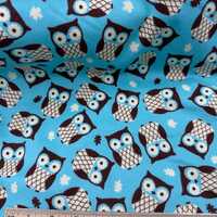 Teal Owl Flannel Fabric