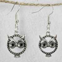 Vintage-Inspired Owl Dangle Earrings &ndash; Boho Silver Charm Earrings