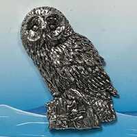 Tawny Owl Silver Pewter Pin Badge (P) - Reduced