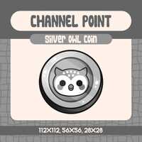 Kawaii Silver Owl Coin Channel Point for Twitch Streamers, Cute Bird Emote Reward Cozy Animal Twitch