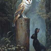 Barn Owl and Black Hare cross stitch pattern. Instant PDF Download. 60k Stitches.