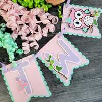 Look Whoo's Two High Chair Banner - Owl Birthday Banner